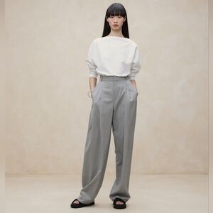 BANANA REPUBLIC Siena Wide Leg Italian Wool Pants - Gray